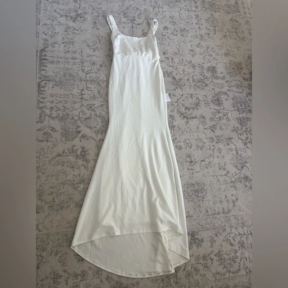 Lulus Loving Fate White Bow Square Neck Backless Maxi Dress Size Large Bridal - Picture 3 of 9